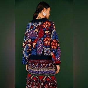 FARM Rio Multicolor Floral Knit Sweater - Blue, Red, Orange, Purple